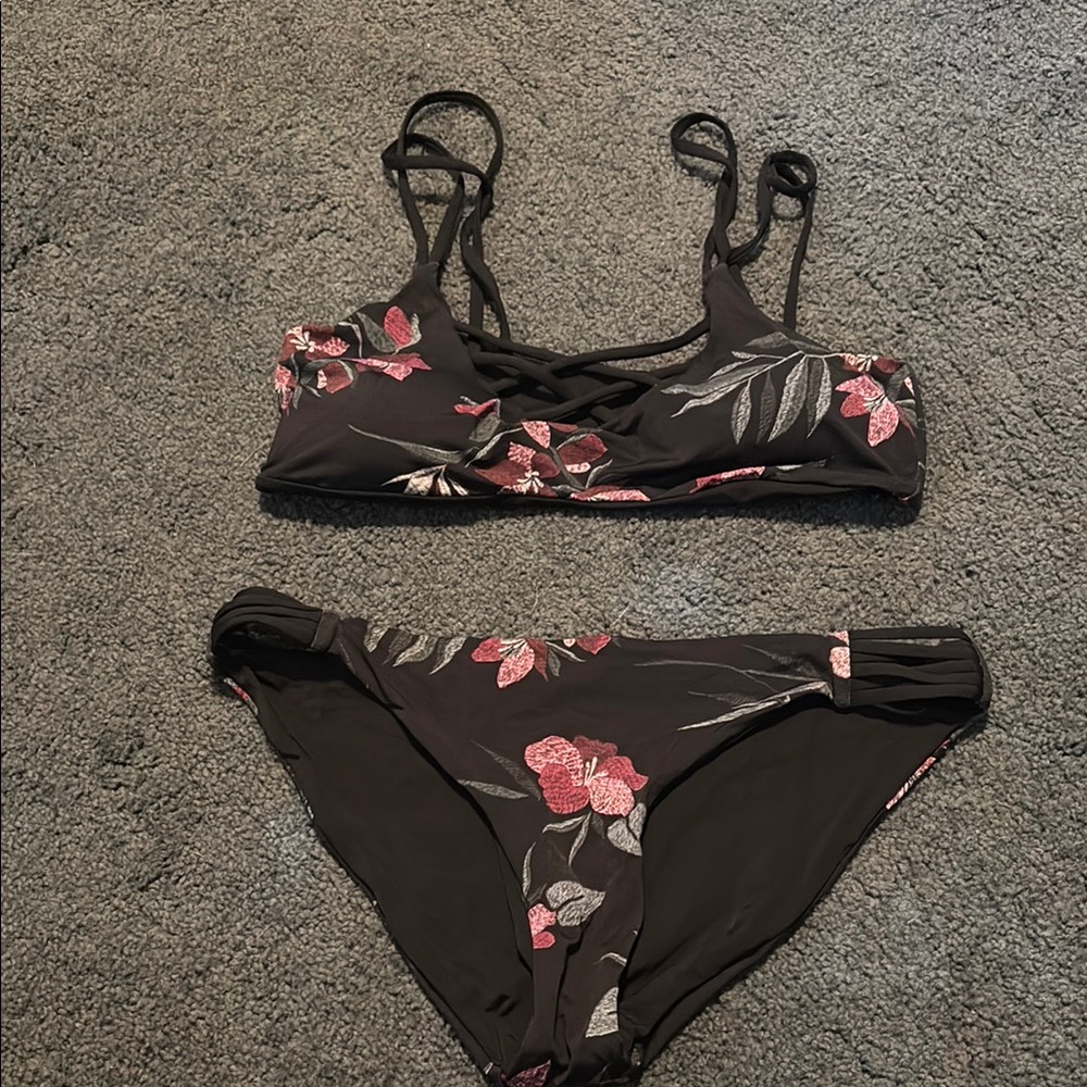 Floral Black Bikini Set